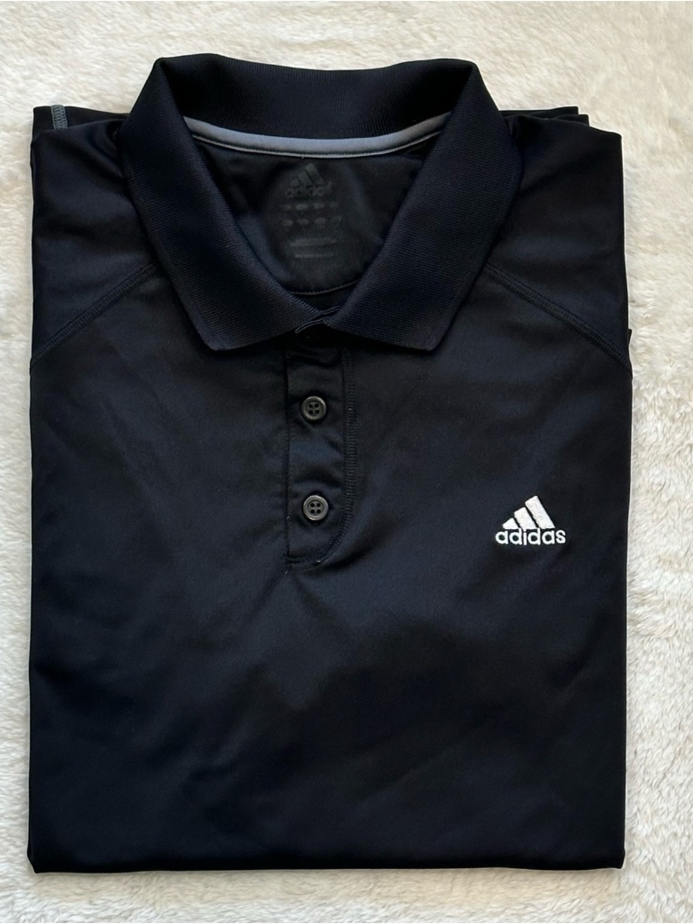 Adidas Men's Performance Golf Polo Shirt Black w/ Gray Piping - Size L